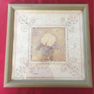 🎁2/$12 BEAUTIFUL VINTAGE LOOK IRIS 14 X 14 KATHRYN WHITE HOME INTERIORS PICTURE